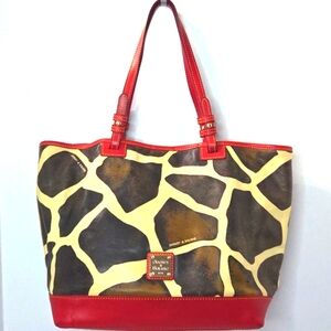 Dooney & Bourke Giraffe Print Tote with Red Accents